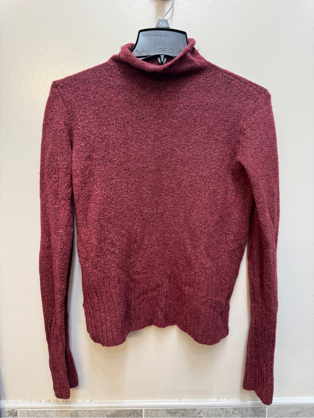 Madewell Womens Burgundy Turtleneck Knit Sweater Merino Wool Alpaca Blend Small